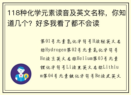 118种化学元素读音及英文名称，你知道几个？好多我看了都不会读